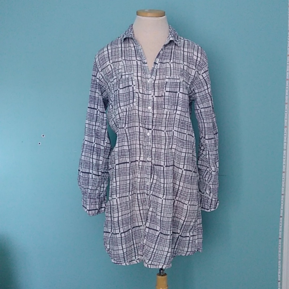Roberta Roller Rabbit cotton print shirt dress size L
